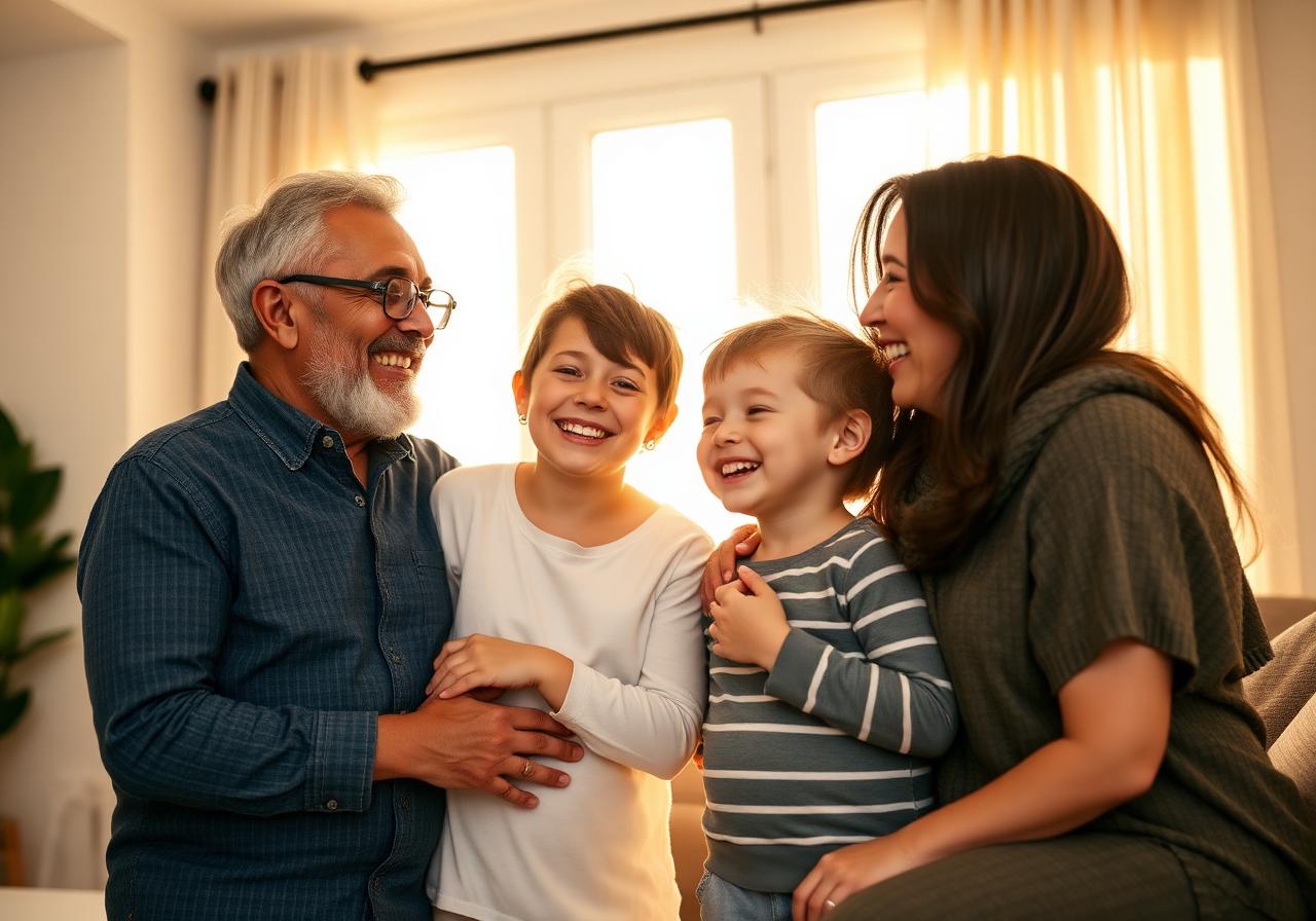 Family enjoying a moment together at home